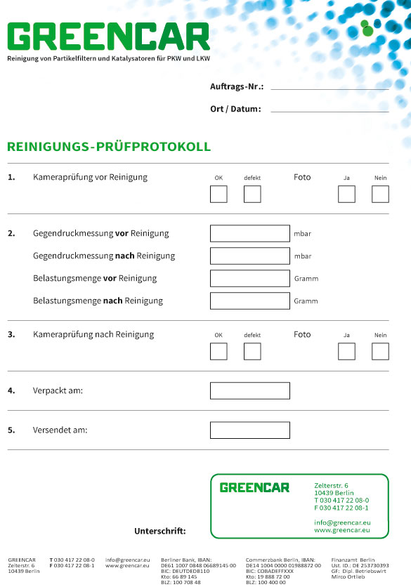 Filterreinigung Zertifikat